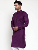 Thumbnail for Jompers Men's Purple & White Solid Kurta Only - Distacart