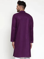 Thumbnail for Jompers Men's Purple & White Solid Kurta Only - Distacart