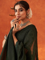 Thumbnail for NOZ2TOZ Women's Chiffon Green Embellished Designer Saree With Blouse Piece - Distacart