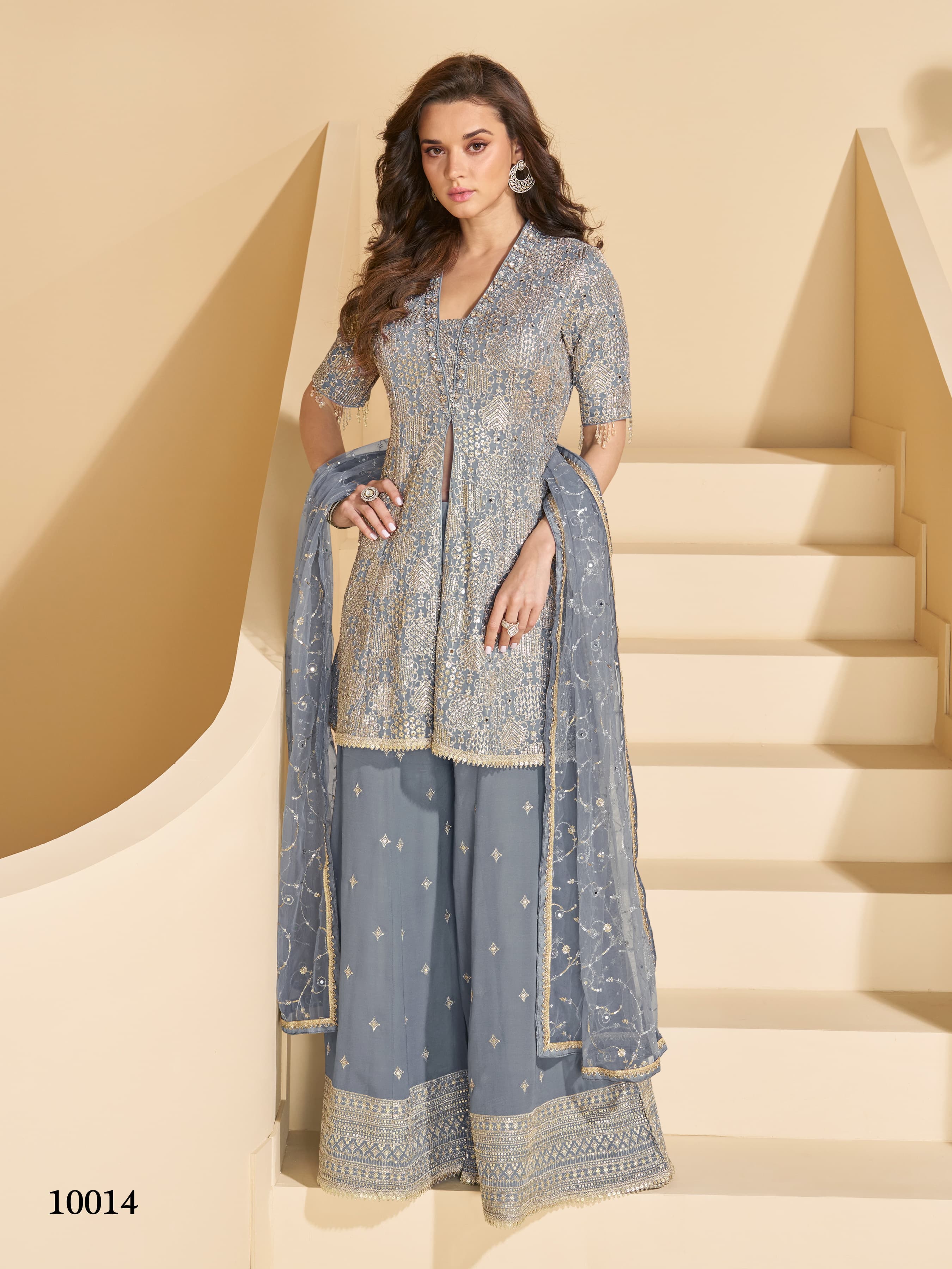 Aarshi Fashions Navy blue Heavy Georgette Palazzo Suit