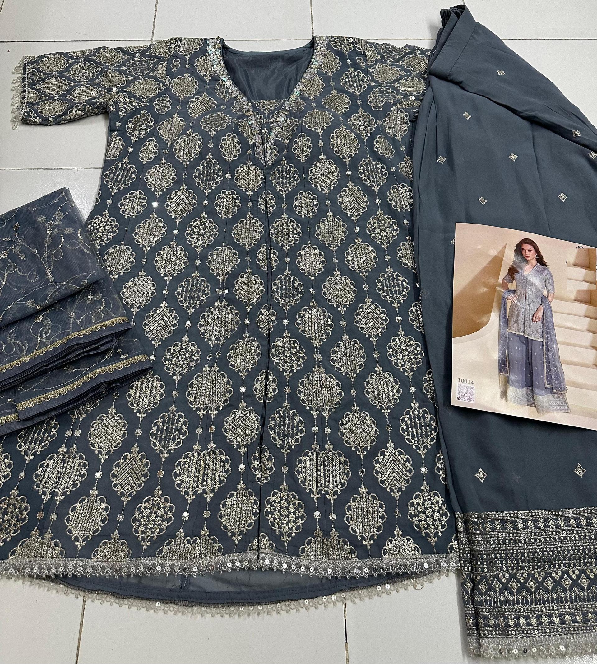 Aarshi Fashions Navy blue Heavy Georgette Palazzo Suit