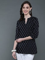 Thumbnail for Antaran Black Pure Cotton Geometric Printed Tunic - Distacart