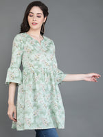 Thumbnail for Antaran Green Pure Cotton Printed Tunic - Distacart
