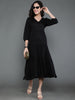 Antaran Black Rayon Flared Solid Black Dress - Distacart