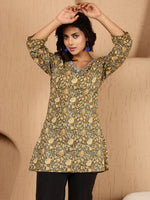 Thumbnail for Antaran Green Pure Cotton Embroidered Tunic - Distacart