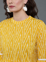 Thumbnail for Antaran Yellow Pure Cotton Printed Tunic With Button Detail On Back - Distacart