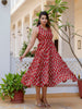 Antaran Maroon Pure Cotton Tiered Printed Dress - Distacart