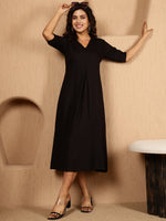 Thumbnail for Antaran Black Rayon Solid Black Dress - Distacart