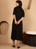 Thumbnail for Antaran Black Rayon Solid Black Dress - Distacart