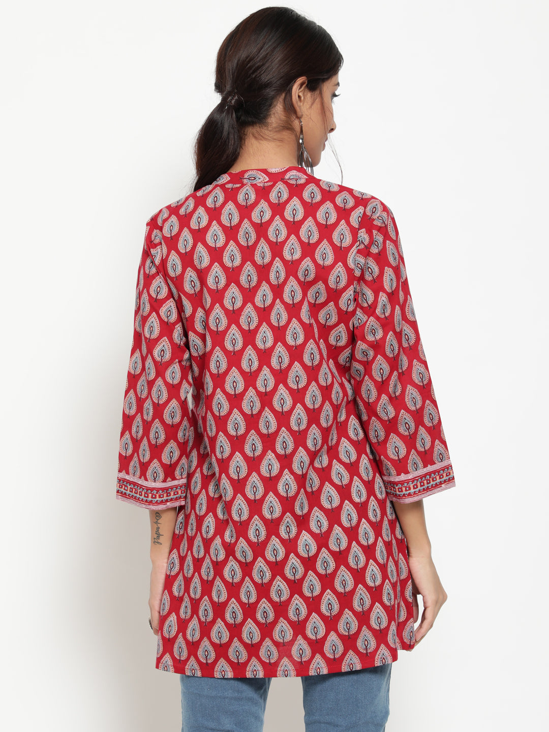 Antaran Maroon Pure Cotton Printed Tunic - Distacart
