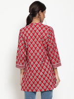 Thumbnail for Antaran Maroon Pure Cotton Printed Tunic - Distacart