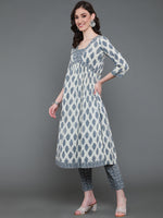 Thumbnail for Antaran Beige Pure Cotton Embroidered Kurta Pant Set - Distacart