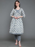 Thumbnail for Antaran Beige Pure Cotton Embroidered Kurta Pant Set - Distacart