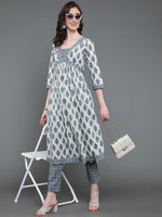Thumbnail for Antaran Beige Pure Cotton Embroidered Kurta Pant Set - Distacart