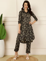 Thumbnail for Antaran Black Pure Cotton Printed Co Ord Set - Distacart