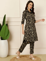Thumbnail for Antaran Black Pure Cotton Printed Co Ord Set - Distacart
