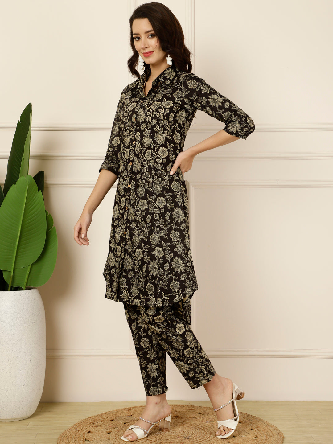 Antaran Black Pure Cotton Printed Co Ord Set - Distacart