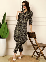 Thumbnail for Antaran Black Pure Cotton Printed Co Ord Set - Distacart