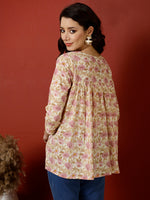 Thumbnail for Antaran Peach Pure Cotton Printed Top - Distacart