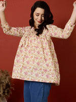 Thumbnail for Antaran Peach Pure Cotton Printed Top - Distacart