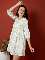 Thumbnail for Antaran White Pure Cotton Printed Tunic - Distacart