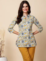 Thumbnail for Antaran Blue Pure Cotton Printed Tunic - Distacart