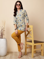 Thumbnail for Antaran Blue Pure Cotton Printed Tunic - Distacart