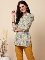 Thumbnail for Antaran Blue Pure Cotton Printed Tunic - Distacart