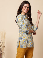 Thumbnail for Antaran Blue Pure Cotton Printed Tunic - Distacart
