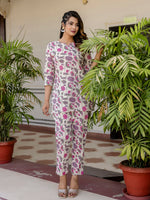 Thumbnail for Antaran Off White Pure Cotton Floral Printed Co Ord Set - Distacart