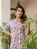 Thumbnail for Antaran Off White Pure Cotton Floral Printed Co Ord Set - Distacart