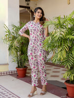 Thumbnail for Antaran Off White Pure Cotton Floral Printed Co Ord Set - Distacart
