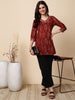 Antaran Maroon Pure Cotton Maroon Printed Tunic - Distacart