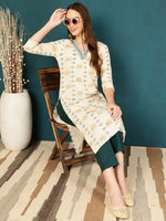 Thumbnail for Antaran Off White Pure Cotton Embellished Kurta - Distacart