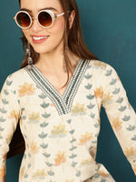 Thumbnail for Antaran Off White Pure Cotton Embellished Kurta - Distacart