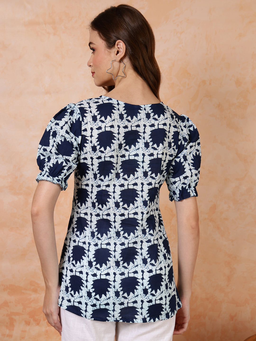 Antaran Blue Pure Cotton Printed Tunic - Distacart