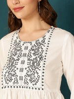 Thumbnail for Antaran White Pure Cotton Embellished Tunic - Distacart