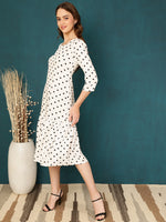 Thumbnail for Antaran White Rayon Polka Printed Dress - Distacart