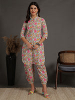 Thumbnail for Antaran Sky Blue Pure Cotton Floral Printed Co Ord Set - Distacart