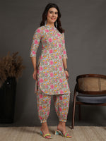 Thumbnail for Antaran Sky Blue Pure Cotton Floral Printed Co Ord Set - Distacart