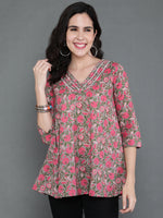 Thumbnail for Antaran Grey Pure Cotton Embroidered Top - Distacart