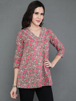 Thumbnail for Antaran Grey Pure Cotton Embroidered Top - Distacart