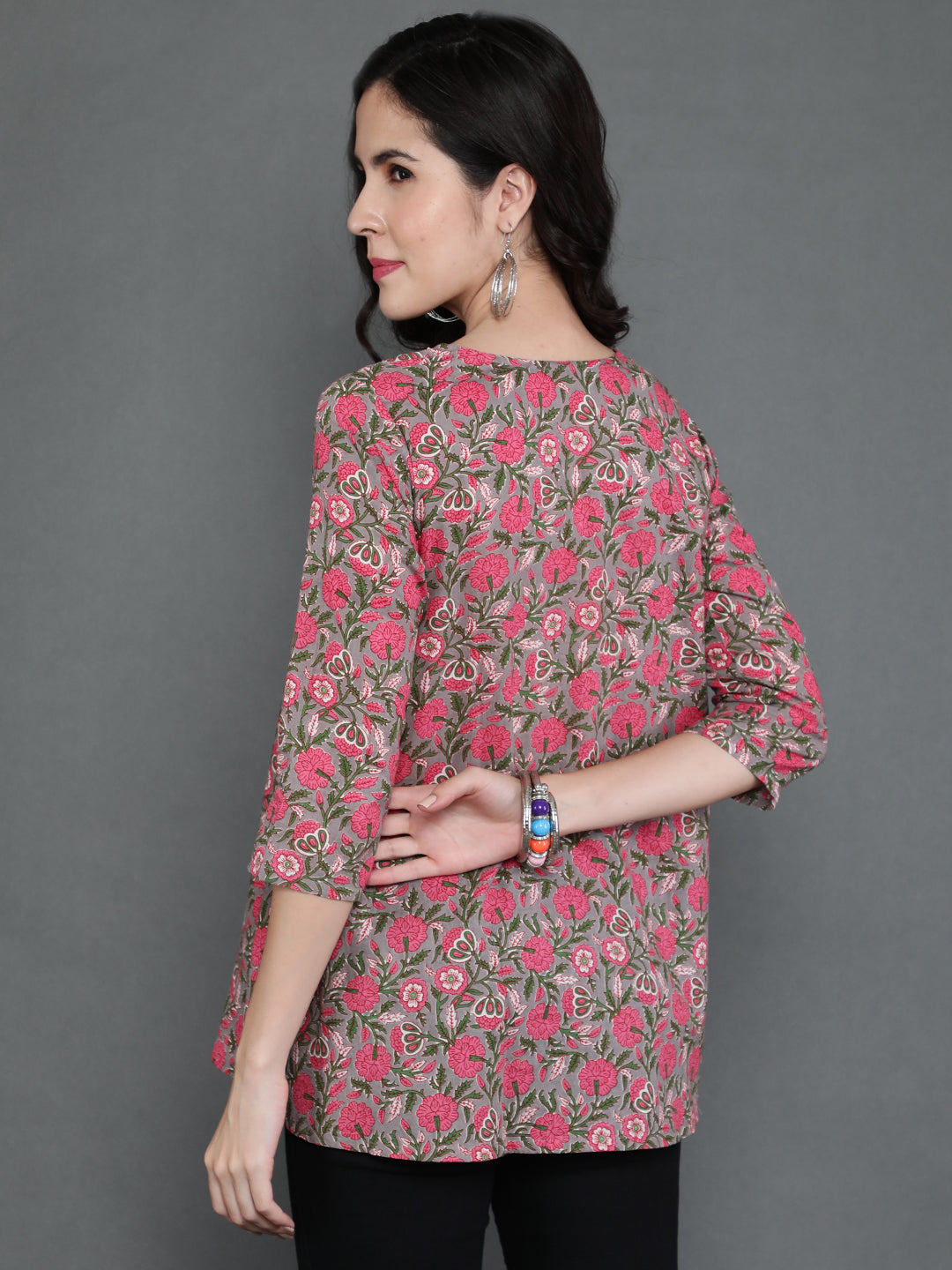 Antaran Grey Pure Cotton Embroidered Top - Distacart