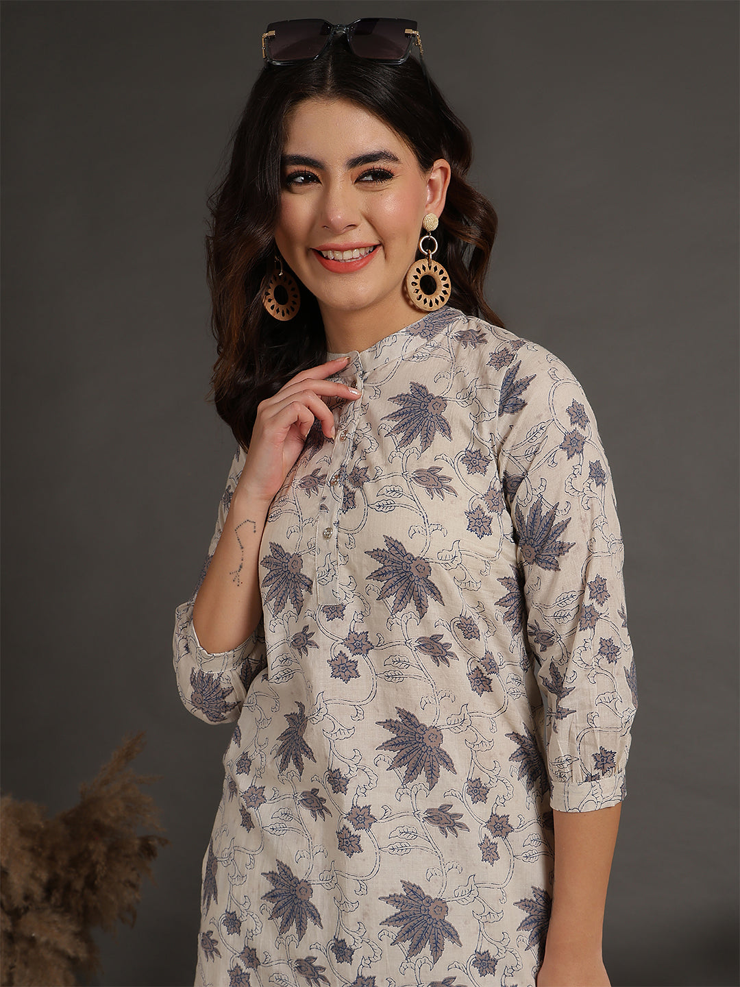 Antaran Beige Pure Cotton Printed Co Ord Set - Distacart