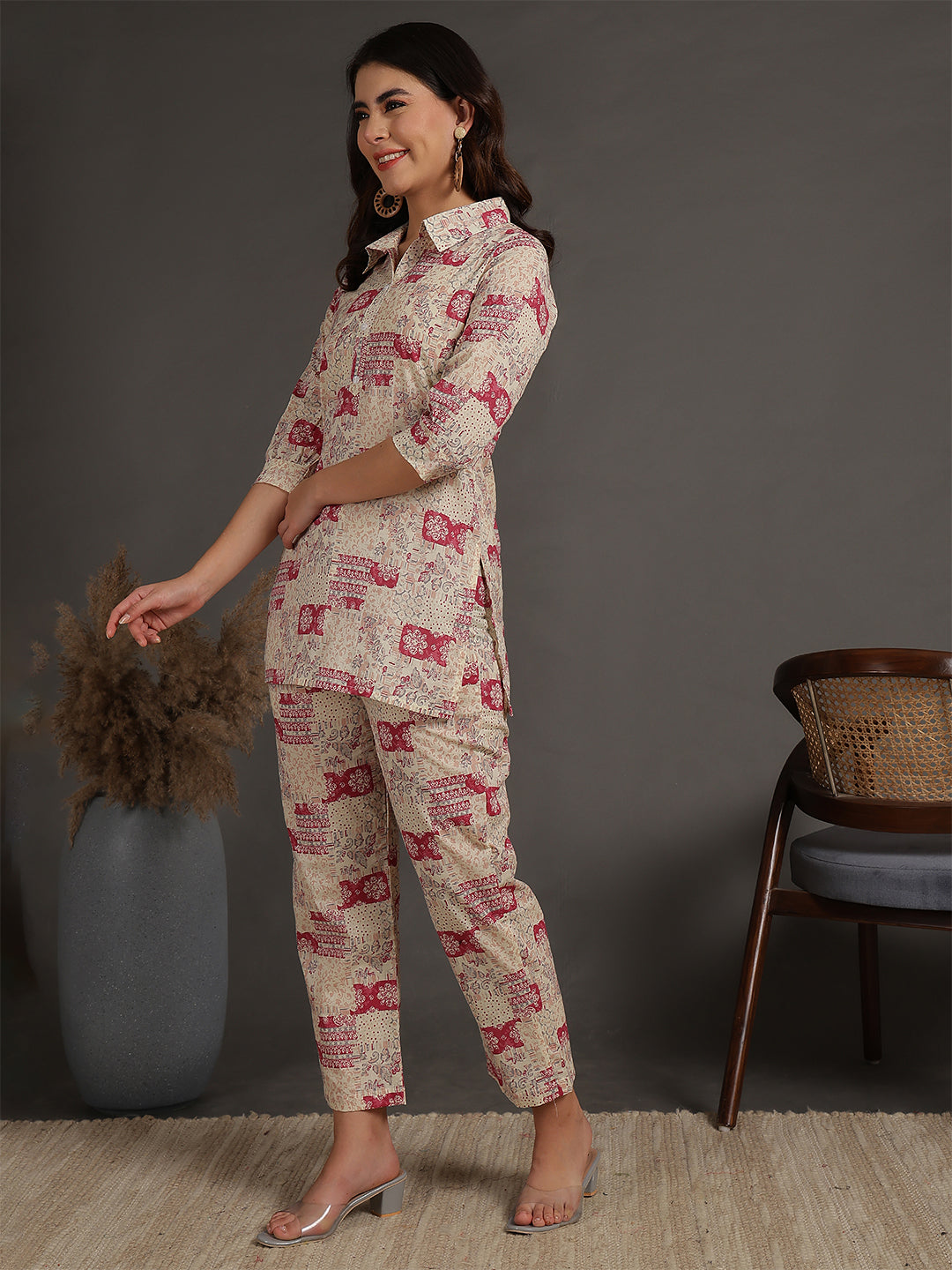 Antaran Cream Pure Cotton Printed Co Ord Set - Distacart