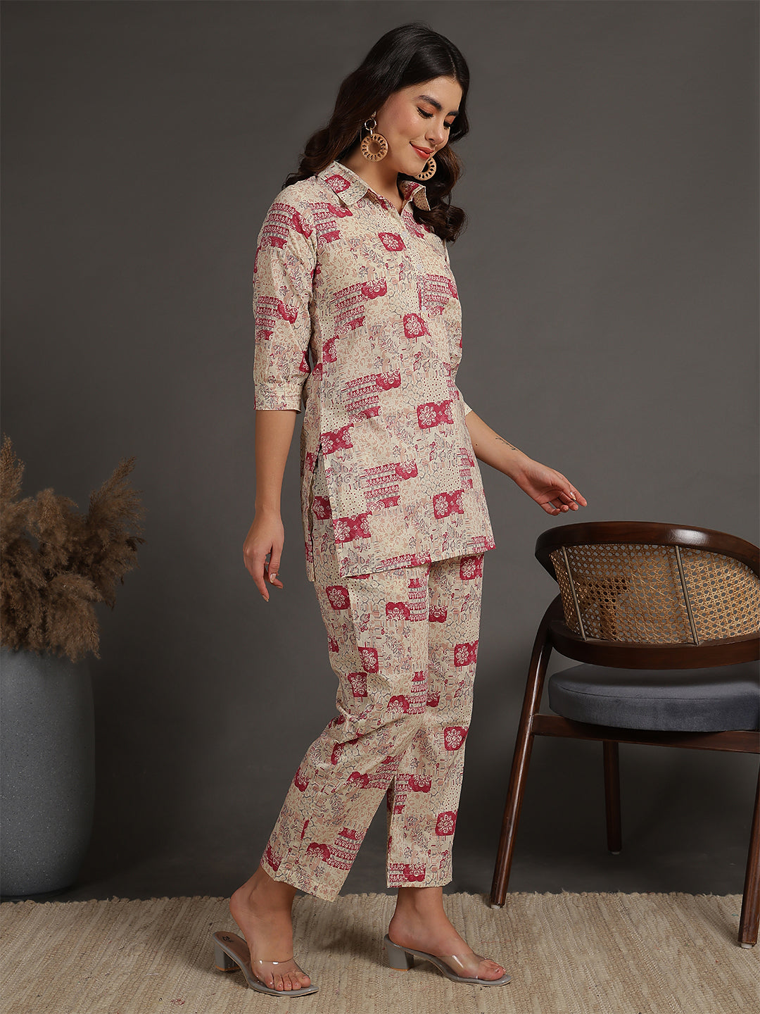Antaran Cream Pure Cotton Printed Co Ord Set - Distacart