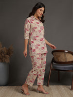 Thumbnail for Antaran Cream Pure Cotton Printed Co Ord Set - Distacart