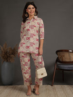 Thumbnail for Antaran Cream Pure Cotton Printed Co Ord Set - Distacart