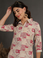 Thumbnail for Antaran Cream Pure Cotton Printed Co Ord Set - Distacart