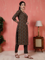 Thumbnail for Antaran Black Pure Cotton Embroidered Kurta Pant Dupatta - Distacart